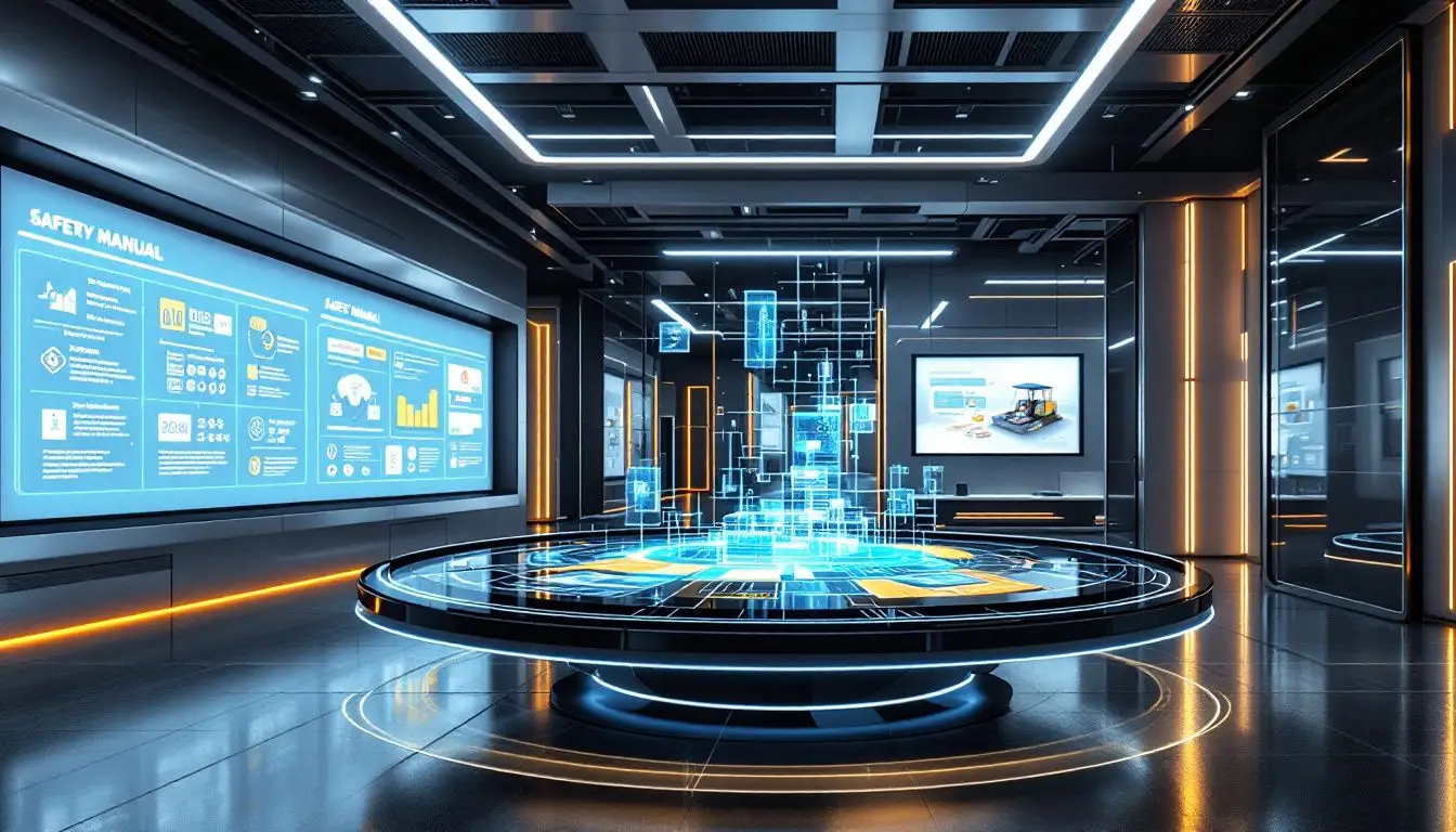 futuristic warehouse safety training room