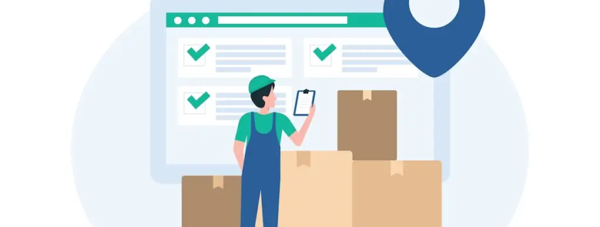 worker doing warehouse inventory replenishment illustration