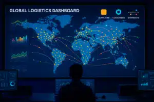 map of world with suppliers and shipments