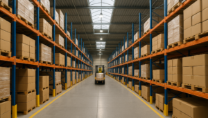 "Holiday product sellers checklist in a bustling warehouse preparing for the season."