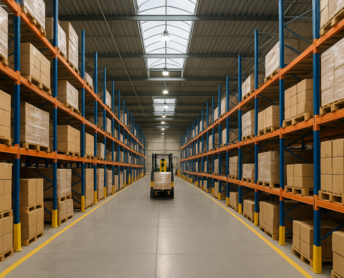 "Holiday product sellers checklist in a bustling warehouse preparing for the season."