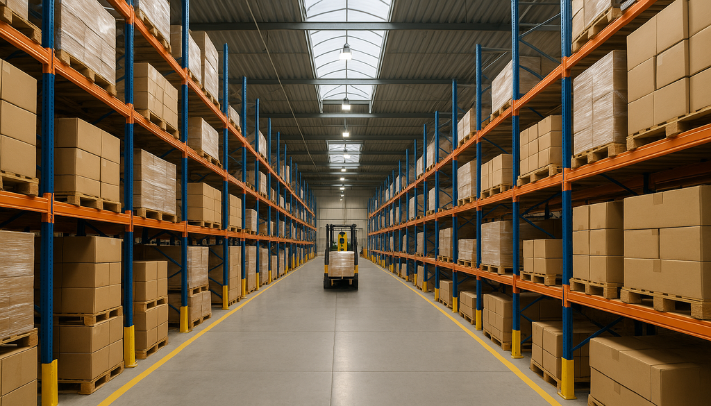 "Holiday product sellers checklist in a bustling warehouse preparing for the season."