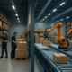 "Contrasting modern warehouse with manual operations and advanced Good Enough Tech automation."
