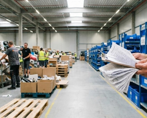 Chaotic and orderly warehouse aisle