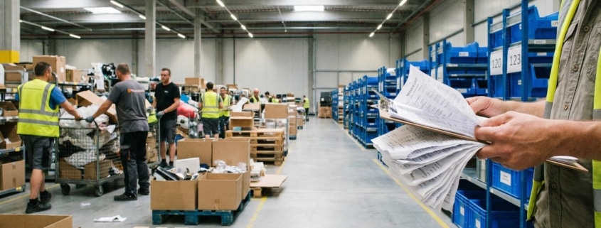Chaotic and orderly warehouse aisle