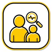 Parent and Child Unit Scanning icon - yellow and black flat design