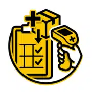 Adding New Items During Counts icon - yellow and black flat design