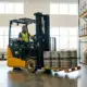 Forklift moving kegs