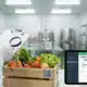 Food traceability software illustration showing clipboard inspection with magnifying glass and quality control