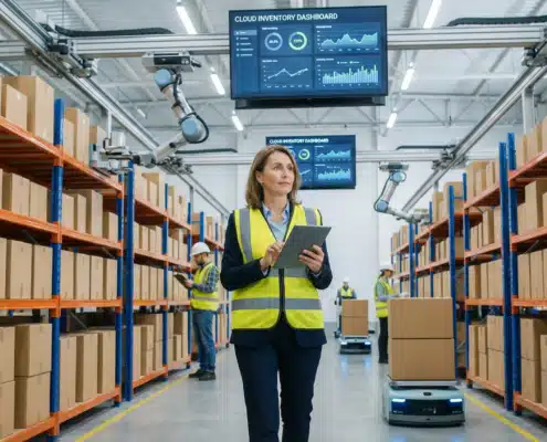 professional in a cloud inventory management warehouse