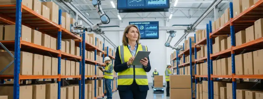 professional in a cloud inventory management warehouse