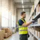 worker doing warehouse inventory replenishment illustration