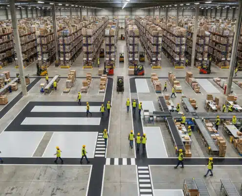 Aerial view of 3PL warehouse operations