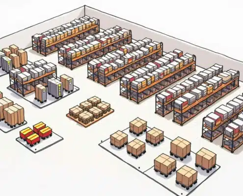 3d illustration of warehouse location labels guide