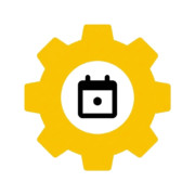 Manufacturing Date Tracking icon - yellow and black flat design