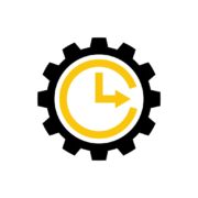 Shift and Production Tracking icon - yellow and black flat design
