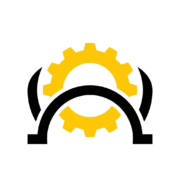 Supporting Manufacturing Operations icon - yellow and black flat design