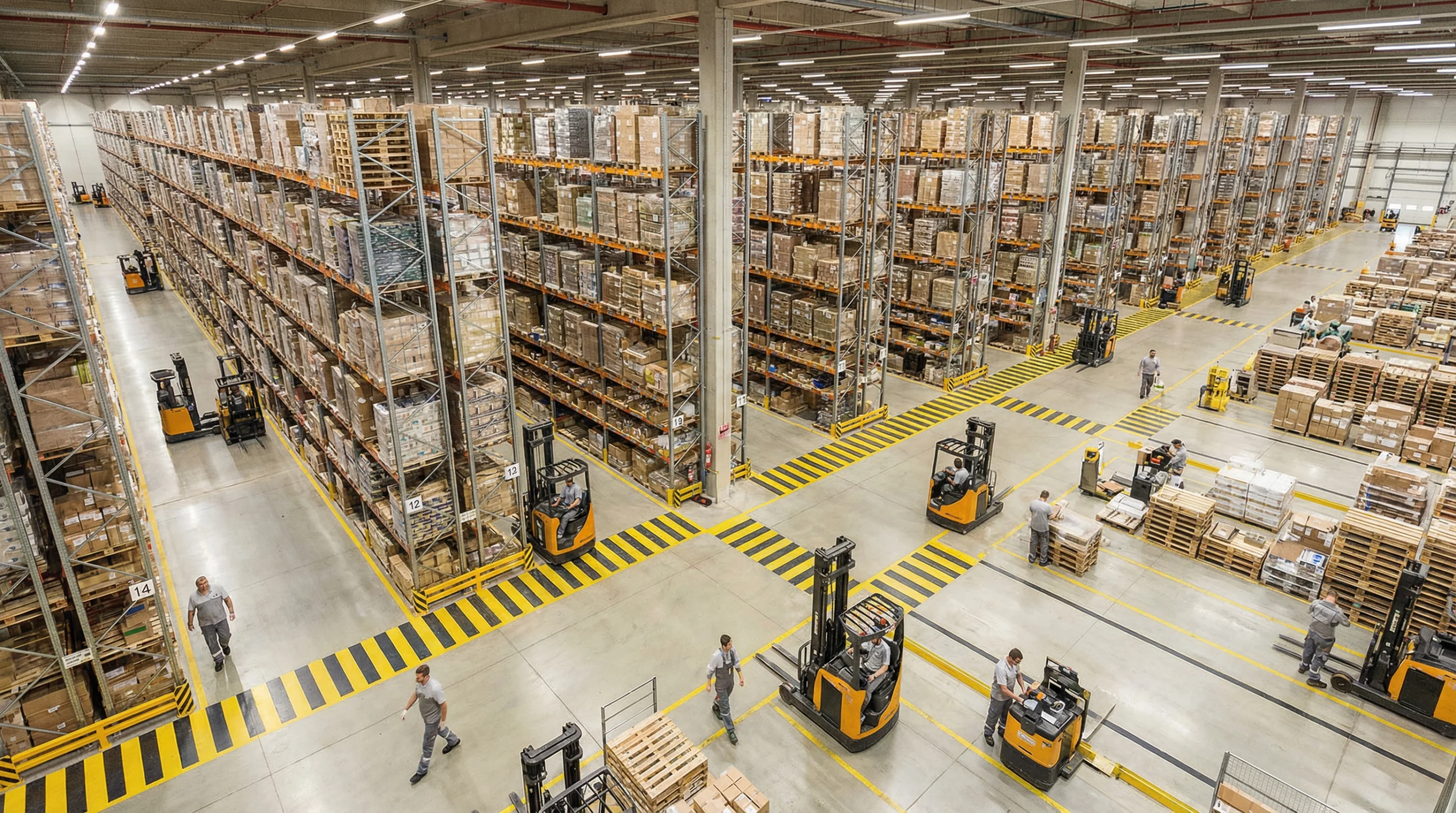 Aerial view of efficient warehouse operations