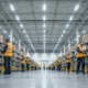 Warehouse interior with workers picking products