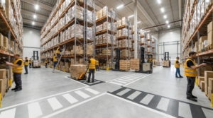 Warehouse scene showing fifo lifo operations